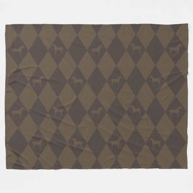 Couverture Polaire Élégant Motif hippique Brown Harleqiun (Devant (Horizontal))