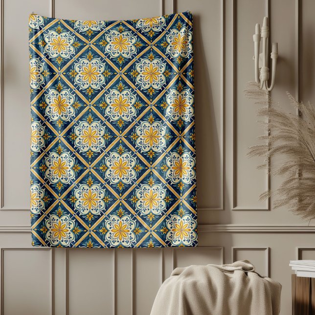 Couverture Polaire Elégant Motif méditerranéen inspiré des côtes (Elegant Mediterranean Coastal-Inspired Patterns Fleece Blanket)