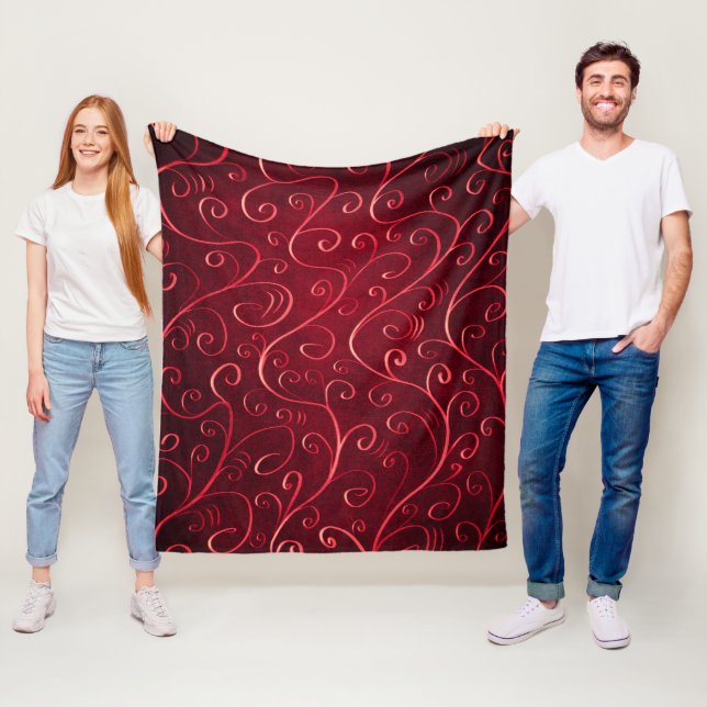 Couverture Polaire Élégant Motif Red Swirl (En situation)