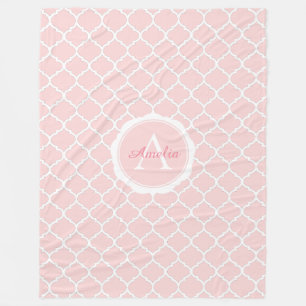 Couverture Polaire Élégant Motif rose monogramme
