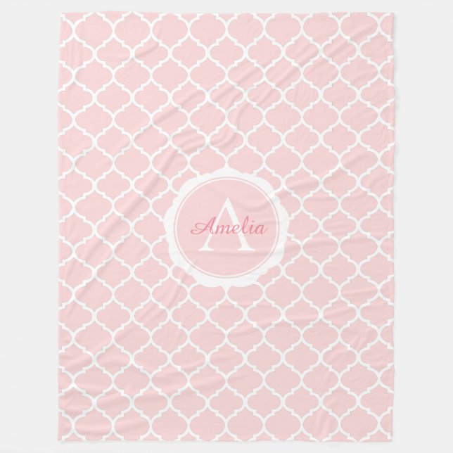 Couverture Polaire Élégant Motif rose monogramme (Devant)
