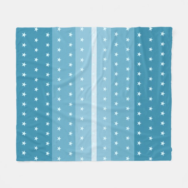 Couverture Polaire Élégant Motif Star sur Blue Stripes (Devant (Horizontal))