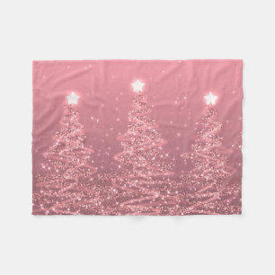 Couverture Polaire Élégant Noël étincelant arbres Rose or