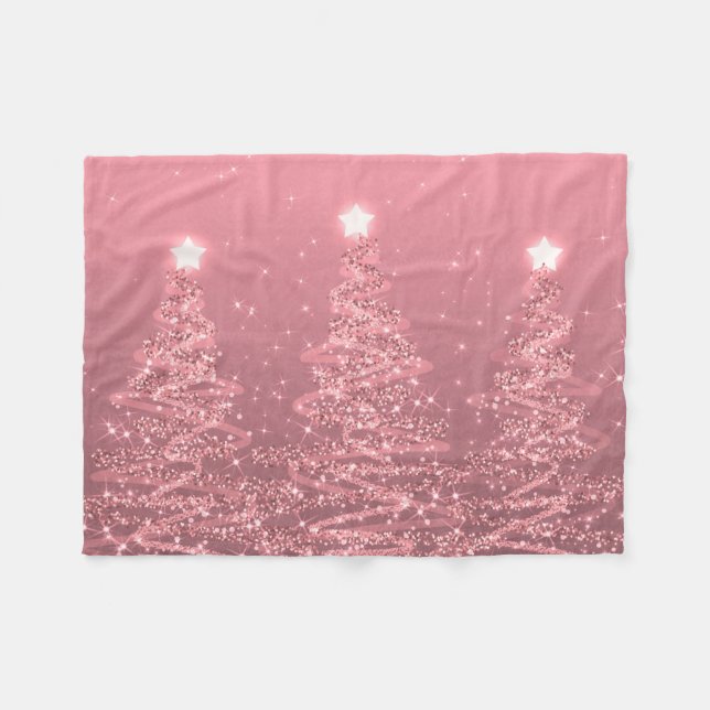 Couverture Polaire Élégant Noël étincelant arbres Rose or  (Devant (Horizontal))