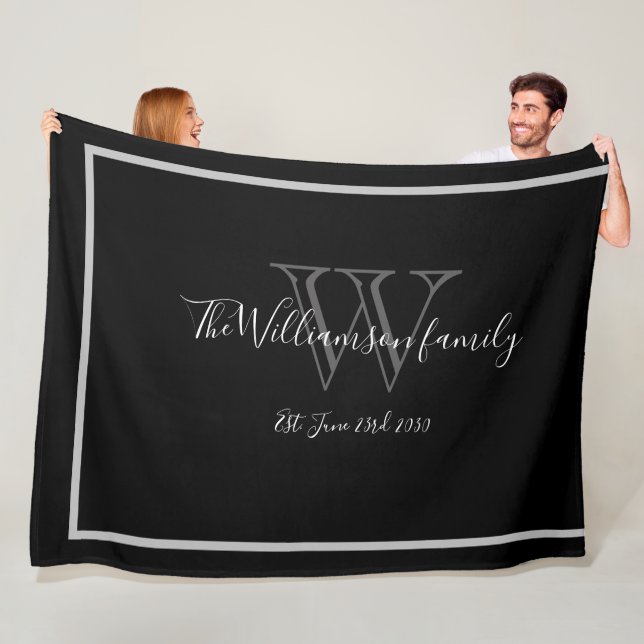 Couverture Polaire Élégant nom de monogramme Script Chic Mariage Keep (En situation)