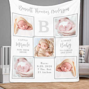 Couverture Polaire Elégant nouveau bébé personnalisé 5 photo collage