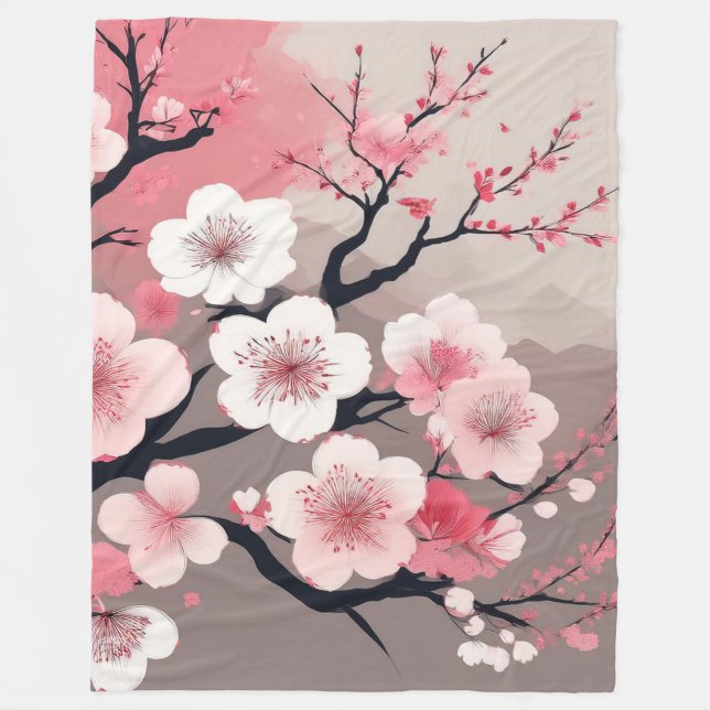 Couverture Polaire Élégant Orient Sakura (Devant)