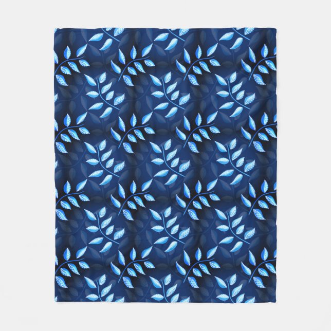 Couverture Polaire Élégant Plante Indigo Blue Motif (Devant)