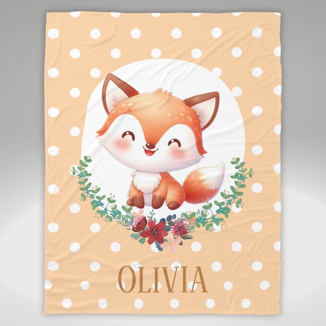 Couverture Polaire Élégant point Polka Fox mignonne (Créateur téléchargé)