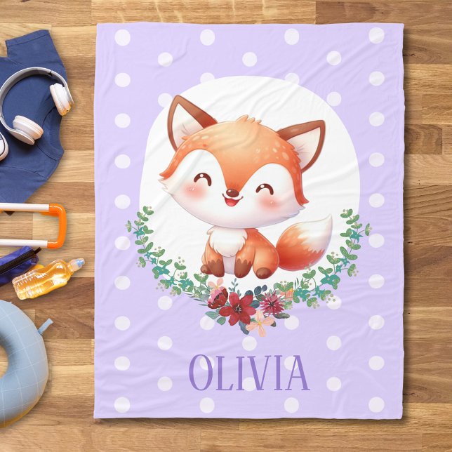 Couverture Polaire Élégant point Polka Fox mignonne (Créateur téléchargé)