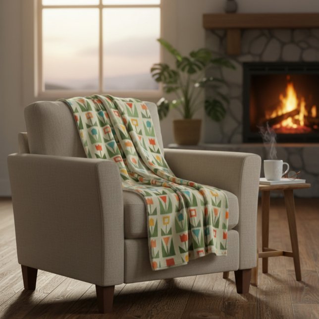 Couverture Polaire Élégant printemps Abstrait floral (Créateur téléchargé)