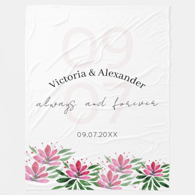 Couverture Polaire Elégant rose Lotus Fleurs Aquarelle Art (Devant)