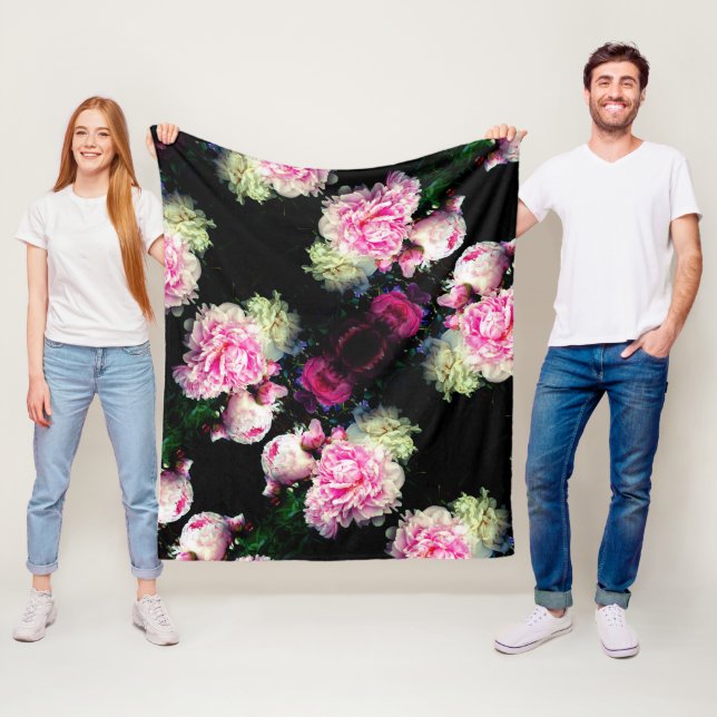 Couverture Polaire Elégant rose peony blanc floral jardin photo (En situation)