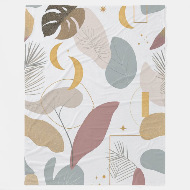 Couverture Polaire Elegant Sage & Blush Abstract Botanical Throw Blan (Devant)