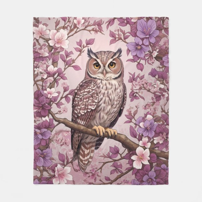 Couverture Polaire Elégant Scops Owl Purple Floral (Devant)