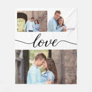 Couverture Polaire Élégant script d'amour couple photo collage