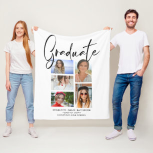 Couverture Polaire Élégant Script Multi Photo Graduate