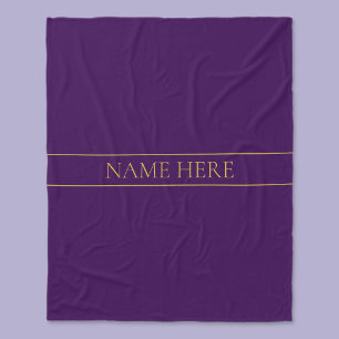 Couverture Polaire Élégant texte personnalisable   Gold & Deep Purple