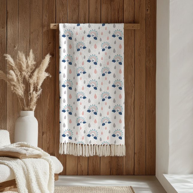 Couverture Polaire Elegant Throw for Kids Navy Pink Rainbows Style (Elegant Throw for Kids Navy Pink Rainbows Style)