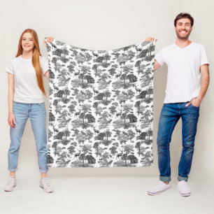Couverture Polaire Elégant Vintage noir blanc toile Motif cerf