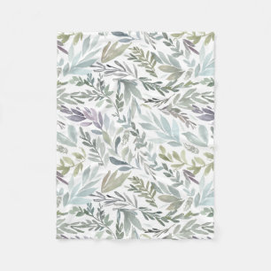 Couverture Polaire Elégante aquarelle Bleue Vert Botanique