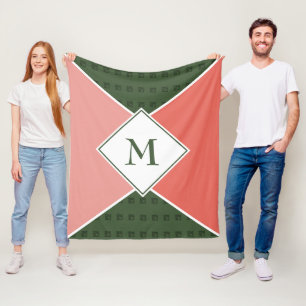 Couverture Polaire Elégante couleur de pastèque géométrique MONOGRAM