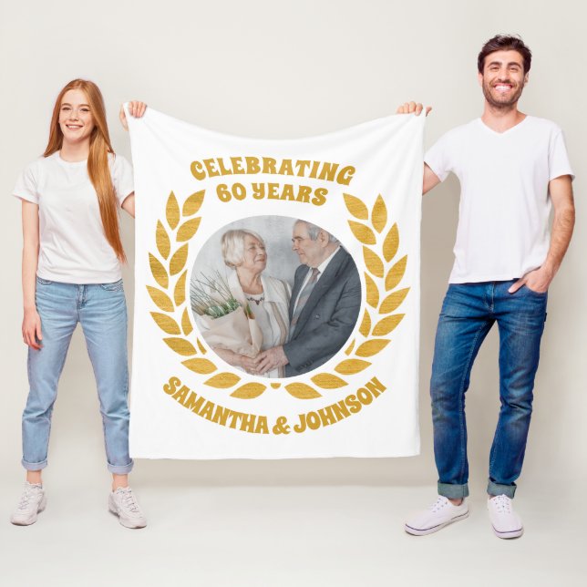 Couverture Polaire Élégante couronne d'or photo 60e anniversaire de M (En situation)