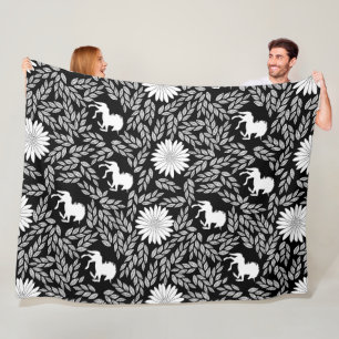 Couverture Polaire Élégante fille bébé noir et blanc Motif Unicorne