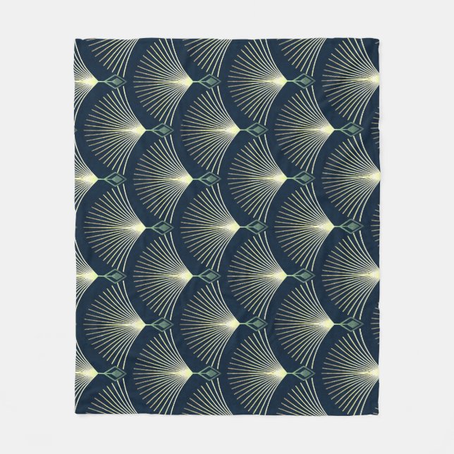 Couverture Polaire Elégante Géométrie : Bleu Art Déco. (Devant)