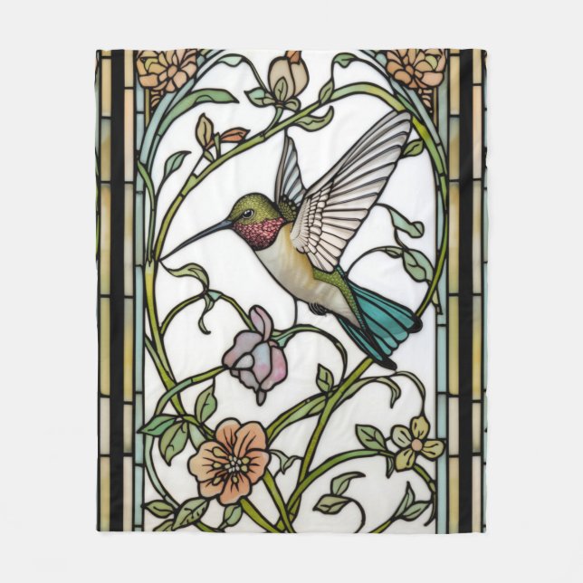 Couverture Polaire Élégante illustration de colibri botanique boho ch (Devant)