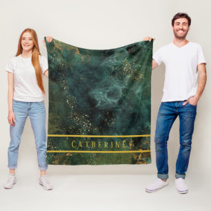 Couverture Polaire Élégante Parties scintillant Émeraude Vert Et Or P