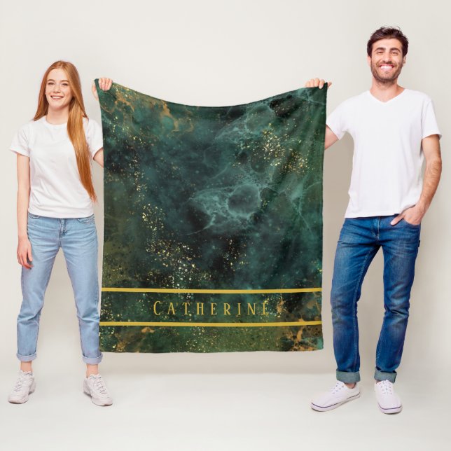 Couverture Polaire Élégante Parties scintillant Émeraude Vert Et Or P (En situation)