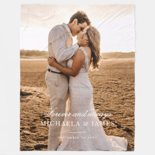Couverture Polaire Élégante Photo de Mariage sur Mesure Noms des Mari