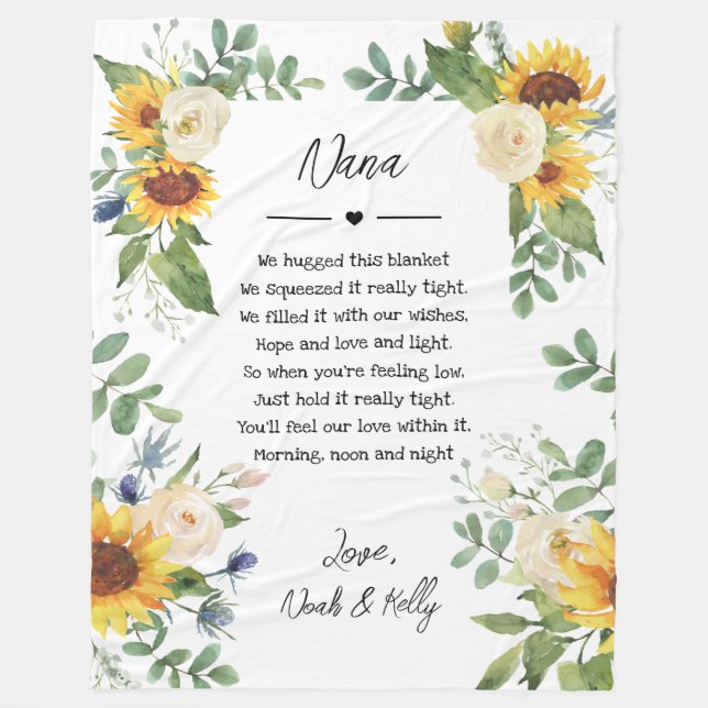 Couverture Polaire Élégante végétation Grandma Nana Grandchildren Cit (Devant)