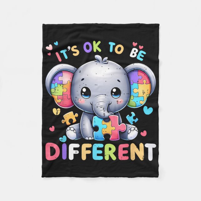 Couverture Polaire Élément Éléphant Autisme Sensibilisation C'est Ok  (Devant)