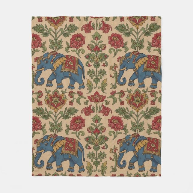 Couverture Polaire Élément Floral Kalamkari – Folklore Indien Traditi (Devant)