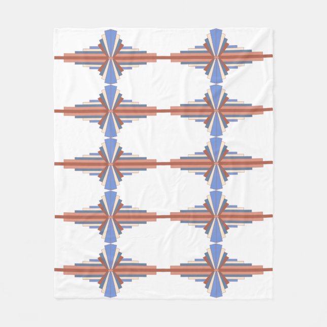 Couverture Polaire Éléments Art déco en or rose & bleu (Devant)