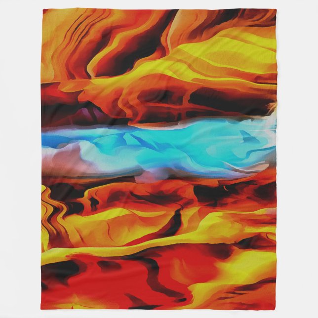 Couverture Polaire Eléments Chauds Et Froids Acrylique Verser Abstrai (Devant)
