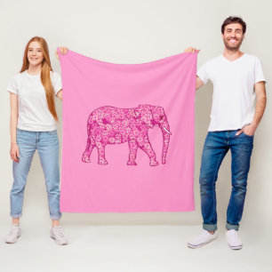 Couverture Polaire Éléphale tourbillon fractal, fuchsia et rose
