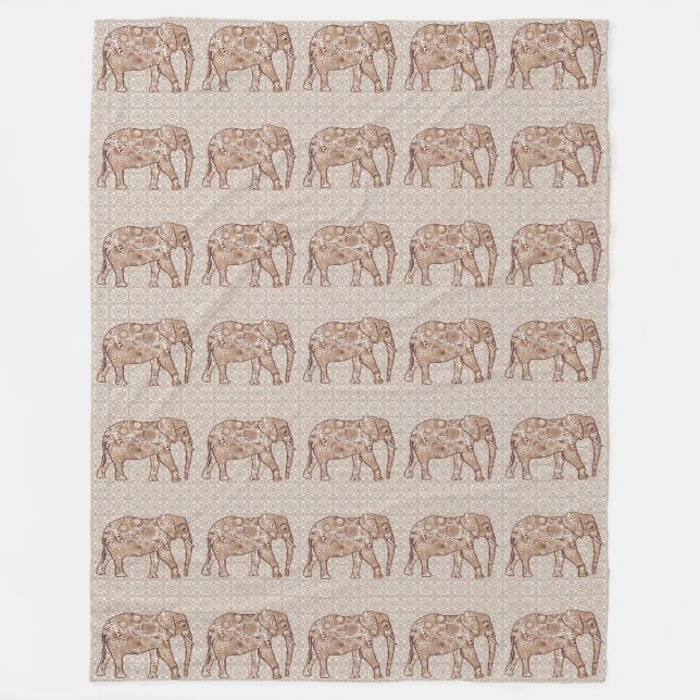 Couverture Polaire Éléphale tourbillon fractal - marron et taupe (Devant)