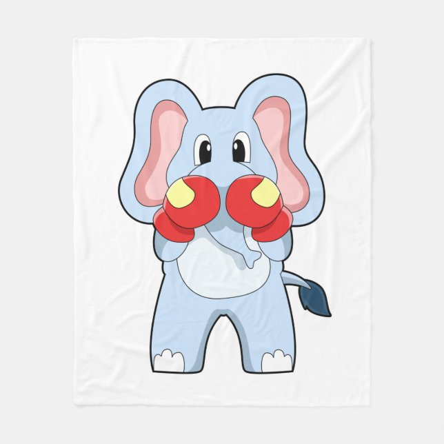 Couverture Polaire Eléphant à la boxe avec gants de boxe (Devant)