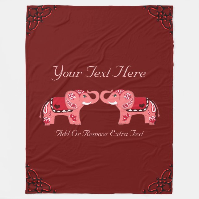 Couverture Polaire Eléphant au henné (rouge/rose) (Devant)