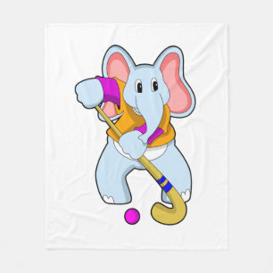 Couverture Polaire Elephant au hockey avec chauve-souris de hockey