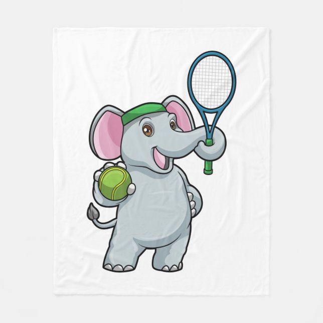 Couverture Polaire Elephant au Tennis avec raquette de tennis (Devant)