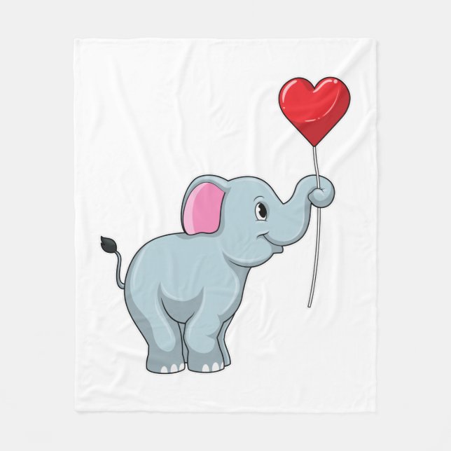 Couverture Polaire Eléphant avec ballon cardiaque (Devant)