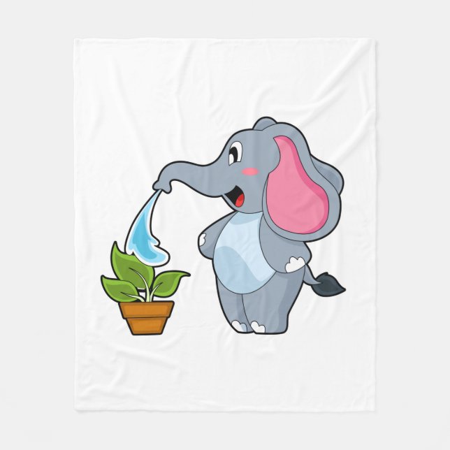 Couverture Polaire Eléphant avec Plante (Devant)