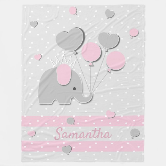 Couverture Polaire Elephant Balloons love Nursery Gift (Devant)