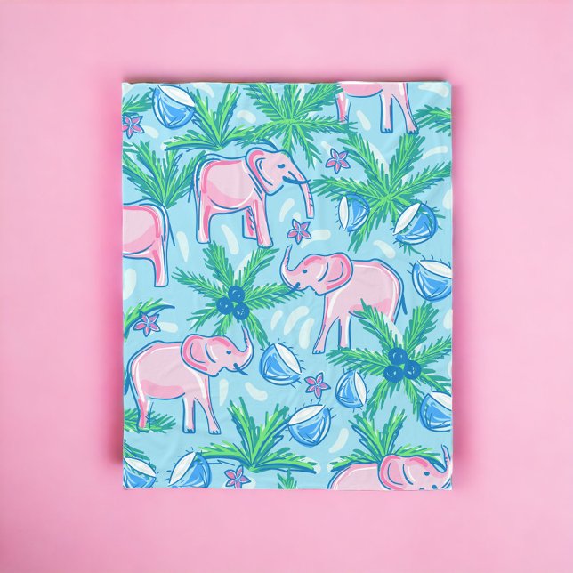 Couverture Polaire Eléphant bleu rose pâle (Créateur téléchargé)