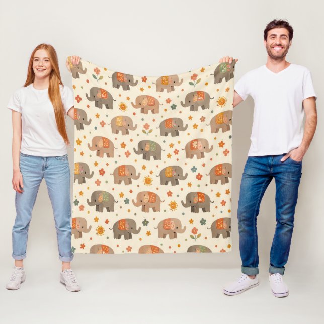 Couverture Polaire Éléphant Boho (En situation)