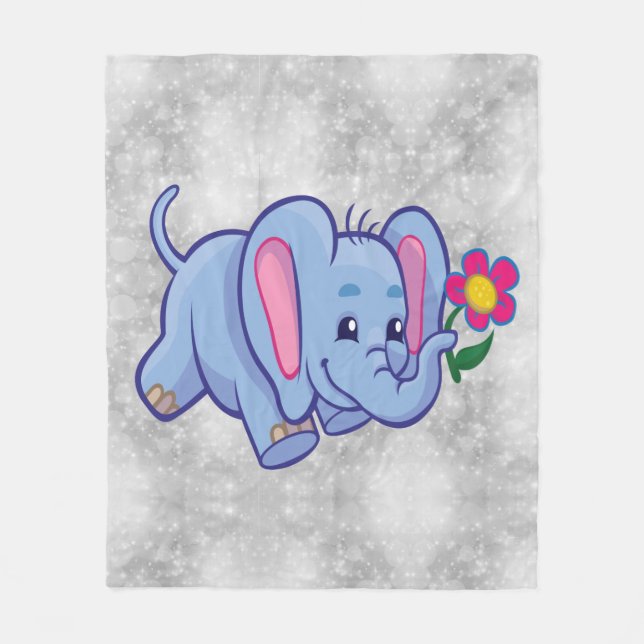 Couverture Polaire Éléphant de dessin animé mignon (Devant)